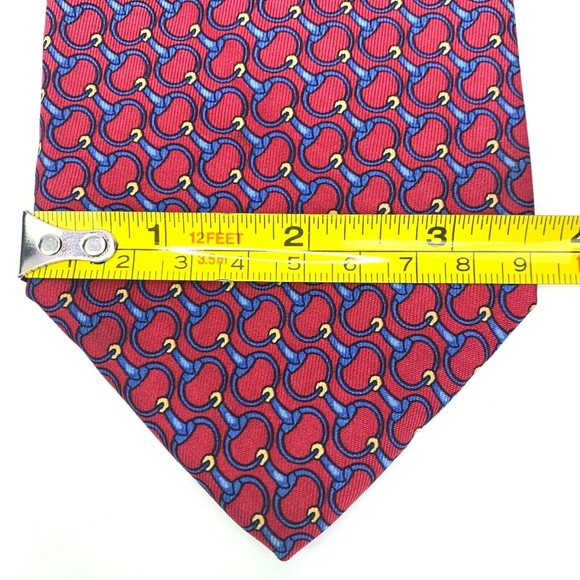 Brooks Brothers Makers All Silk Red Blue Yellow Horsebit Equestrian Mens Necktie - Picture 10 of 10
